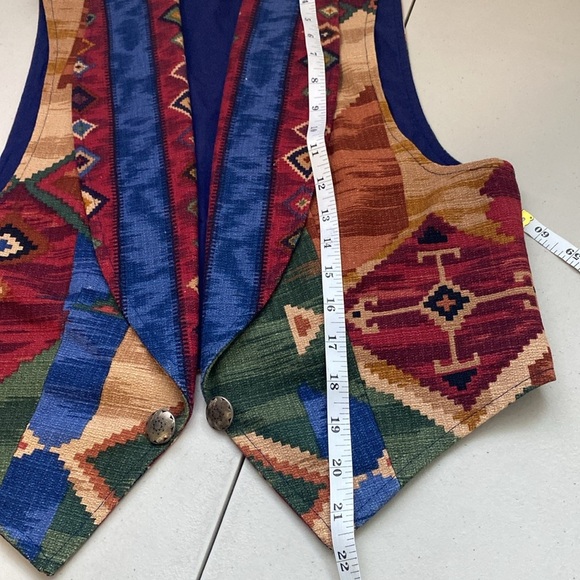 Vintage Sweetgrass 90s Tribal Concho Open Vest Boho Cowgirl Tapestry - Picture 9 of 11